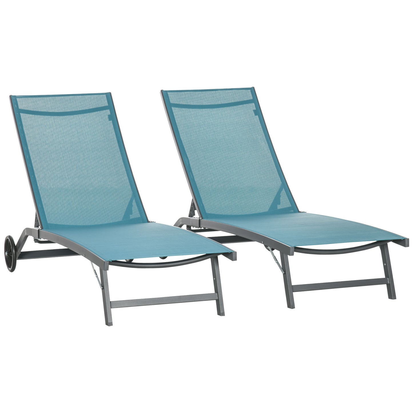 Outsunny Juego De 2 Tumbonas Reclinables De Jardín 165x66x102 Cm Azul Y Gris_0