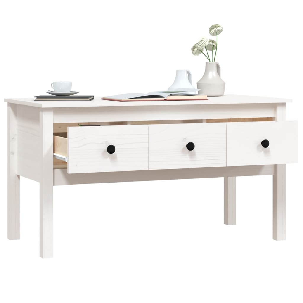Mesa De Centro De Madera Maciza De Pino Blanco 102x49x55 Cm_3