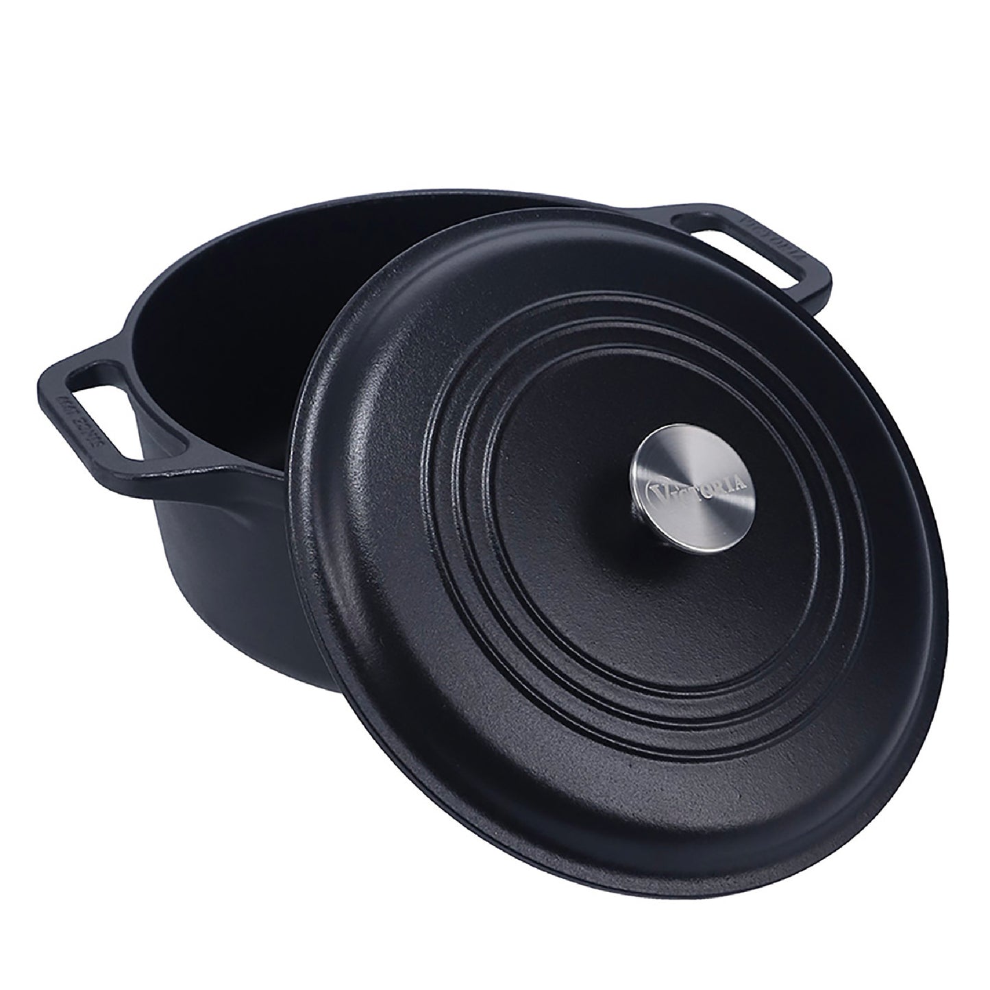 Victoria Horno Holandés Olla Inducción Hierro Fundido Curado 27cm, Cocotte 5,7l, Sin Ptfe Ni Pfoa, 33811, Negro_0