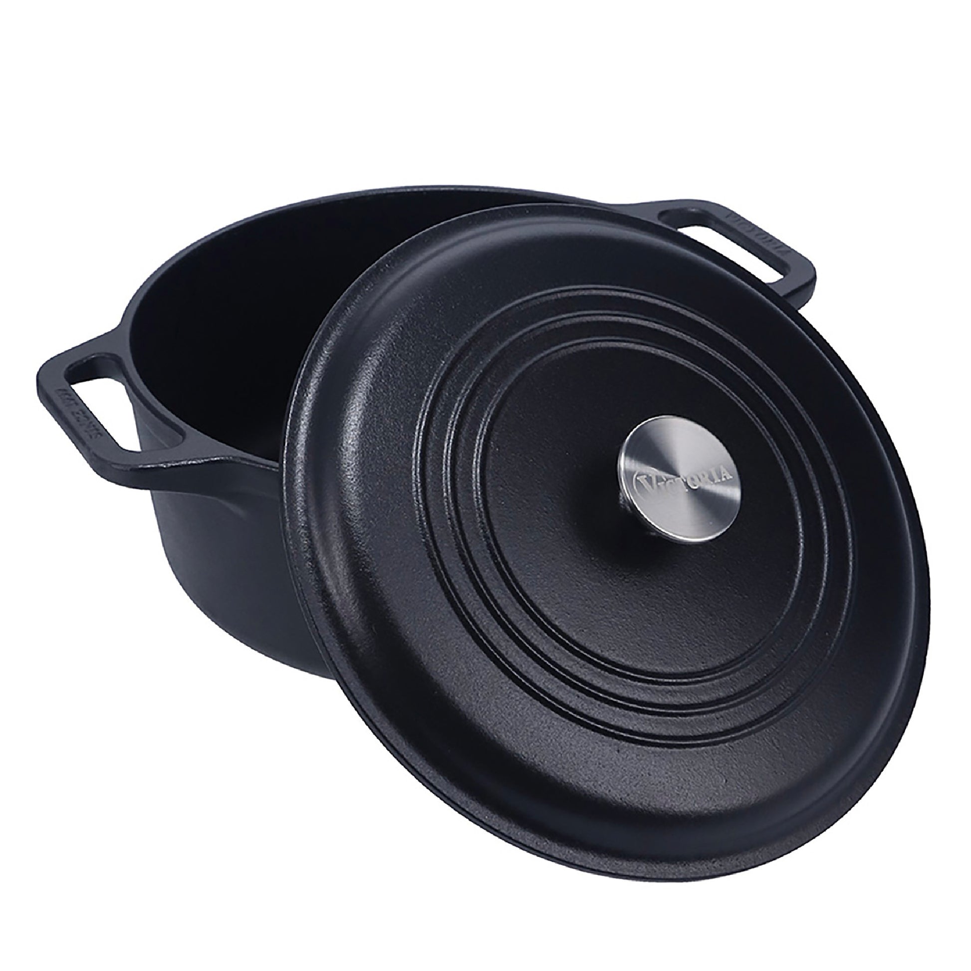 Victoria Horno Holandés Olla Inducción Hierro Fundido Curado 27cm, Cocotte 5,7l, Sin Ptfe Ni Pfoa, 33811, Negro_0
