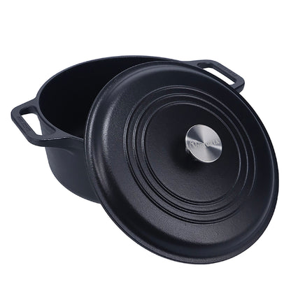 Victoria Horno Holandés Olla Inducción Hierro Fundido Curado 27cm, Cocotte 5,7l, Sin Ptfe Ni Pfoa, 33811, Negro_0