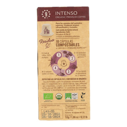 Cápsulas de café intenso compostáveis ​​para Nespresso Novell 10 unidades