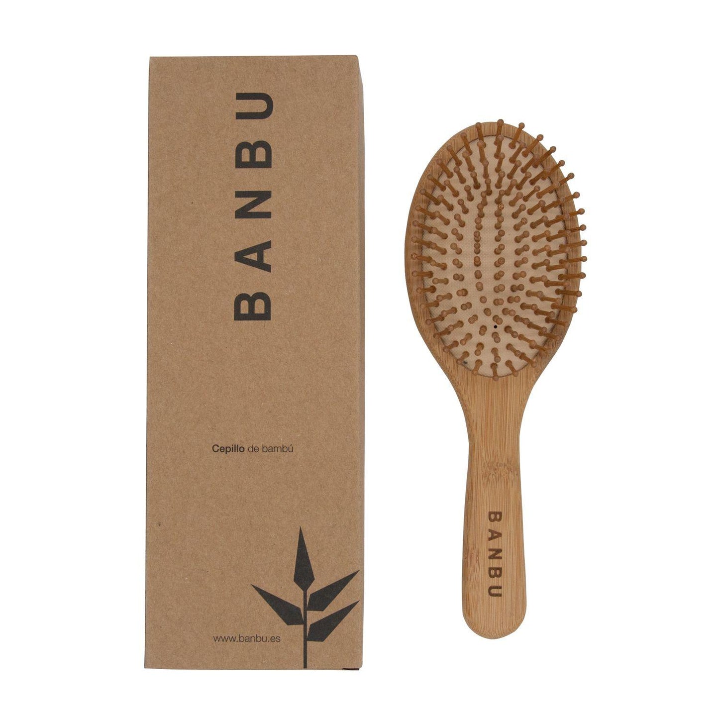 Escova de cabelo redonda de bambu e borracha natural Banbu