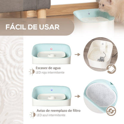 Pawhut Fuente De Agua Para Gatos 3l Con Sensor Infrarrojos 3 Modos Luz Led Azul_5