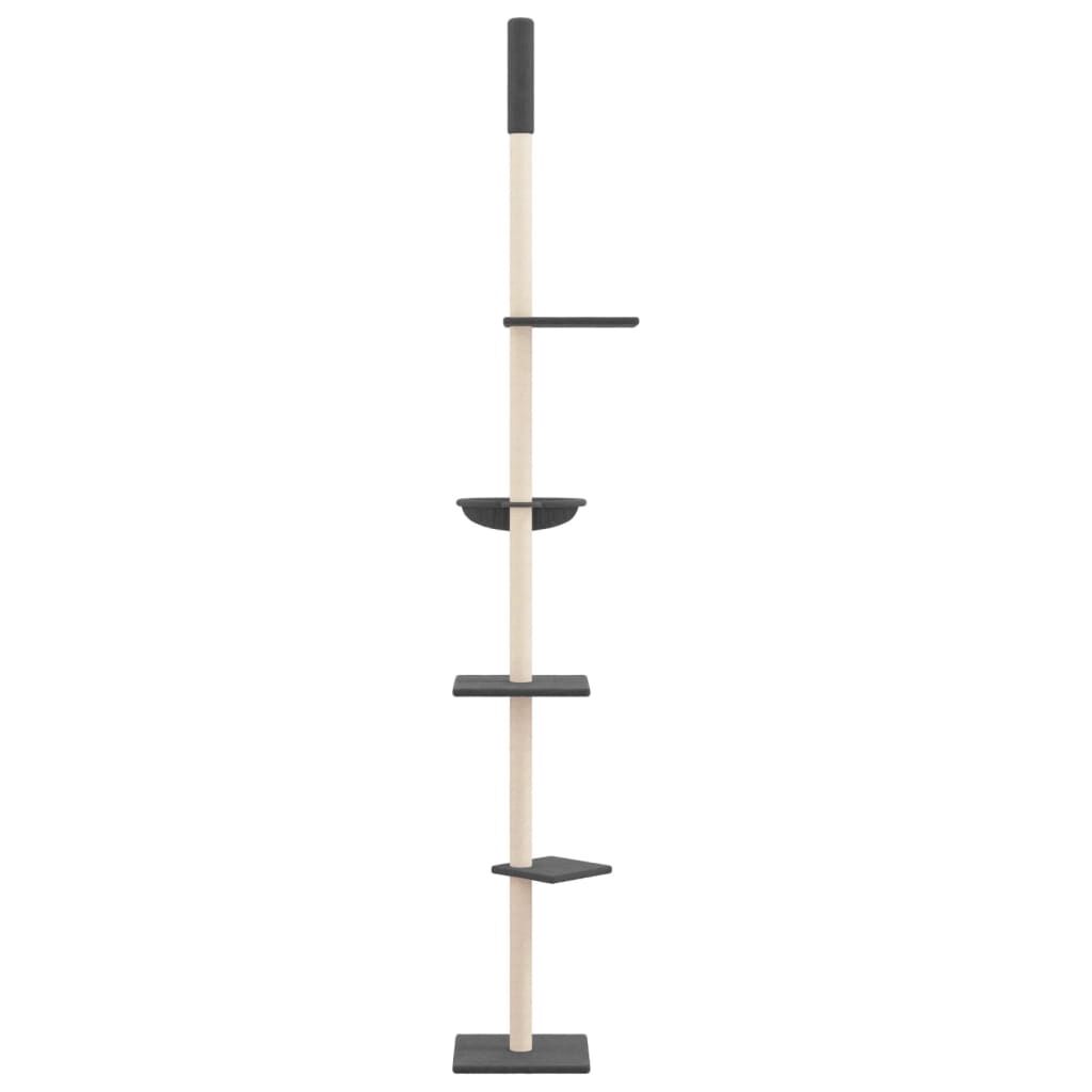 Vidaxl Árbol Rascador Gatos Suelo A Techo Gris Oscuro 263,5-289,5 Cm_3