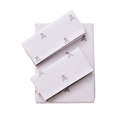 Set Cama (funda Nórdica 240x220 + 2 Fundas Almohada  50x85cm) 100% Algodón Gris Oscuro & Gris Claro Calaveras Scalpers Home