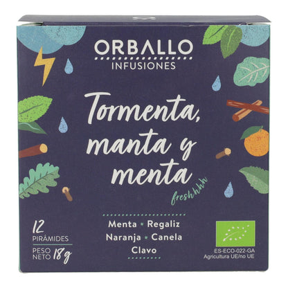 Infusão "tempestade de manta e menta" Bio orballo 15 pirâmides
