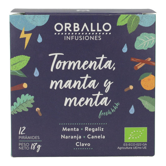 Infusão "tempestade de manta e menta" Bio orballo 15 pirâmides