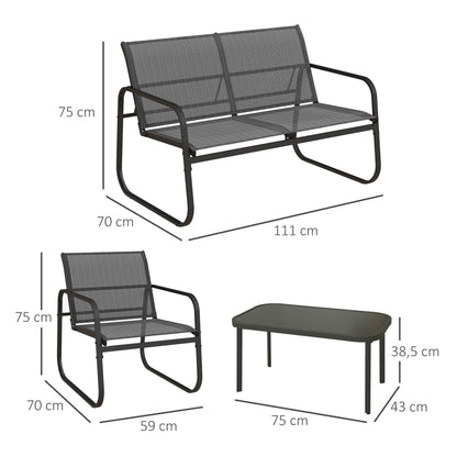 Outsunny Conjunto De Muebles De Jardín Con 2 Sillones 1 Sofá Doble Y Mesa Negro_2