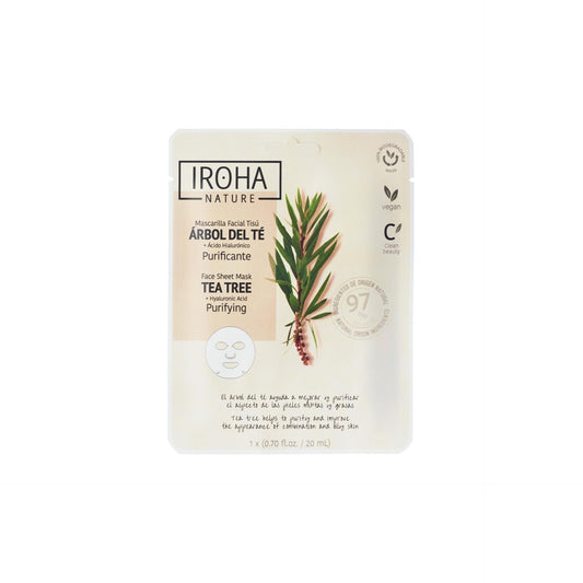 Máscara de tecido purificante Iroha Nature com árvore do chá 20 ml