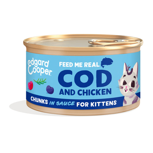 Edgard &amp; Cooper Ração Húmida para Gatos em Molho Bacalhau e Pedaços de Frango 85g