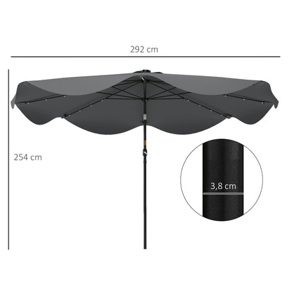 Outsunny Sombrilla De Jardín Ø292x254 Cm Con 32 Luces Led Solares Gris Oscuro_2