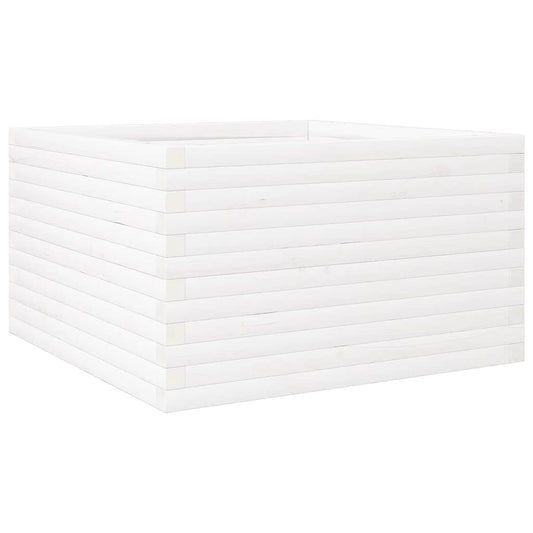 Jardinera De Madera Maciza De Pino Blanca 80x80x46 Cm_0