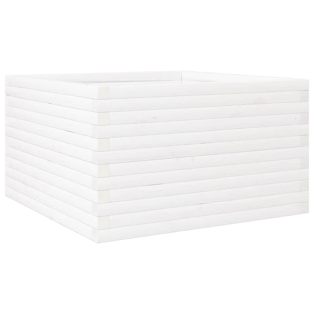 Jardinera De Madera Maciza De Pino Blanca 80x80x46 Cm_0