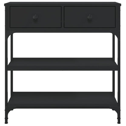 Mesa Consola Madera De Ingeniería Negra 72,5x25x75 Cm_4