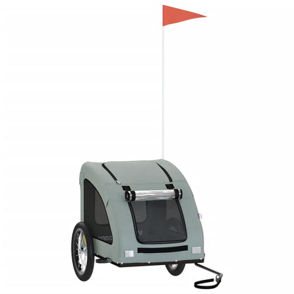 Remolque De Bicicleta Mascotas Hierro Tela Oxford Gris_0