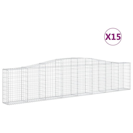 Cestas De Gaviones 15 Uds Forma De Arco Hierro 400x30x80/100 Cm_0