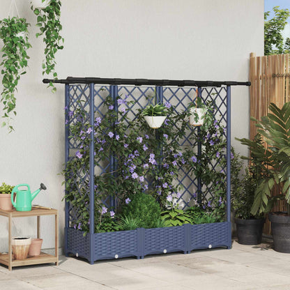 Cama Elevada Con Trellis Y Techo Gris 164 X 40 X 121 Cm Pp_1