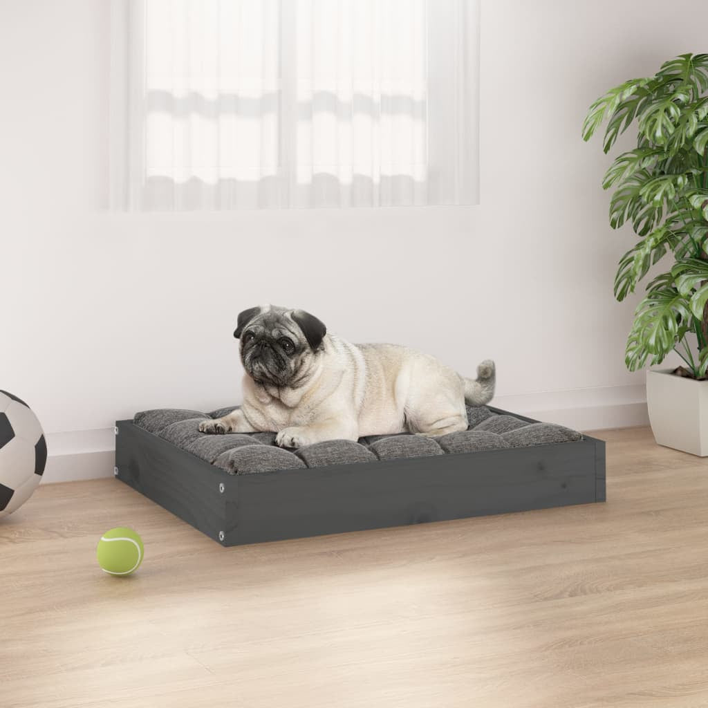 Vidaxl Cama Para Perros Madera Maciza De Pino Gris 61,5x49x9 Cm_1