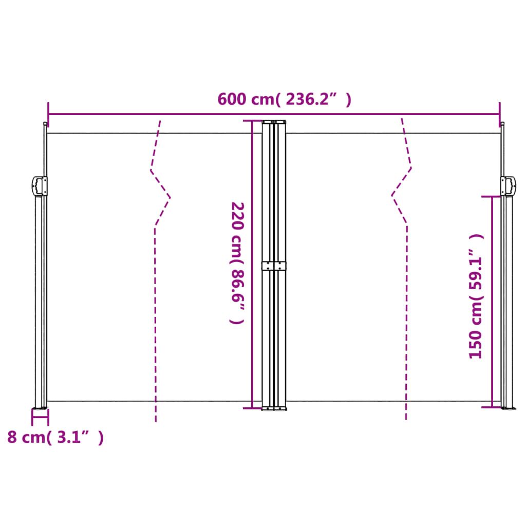 Vidaxl Toldo Lateral Retráctil Gris Taupe 220x600 Cm_2