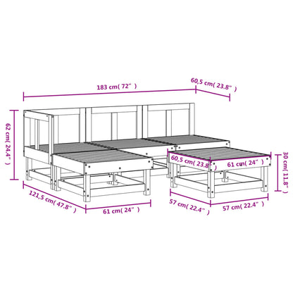 Vidaxl Juego De Sofás De Jardín 5 Piezas Madera Maciza De Pino Negro_2