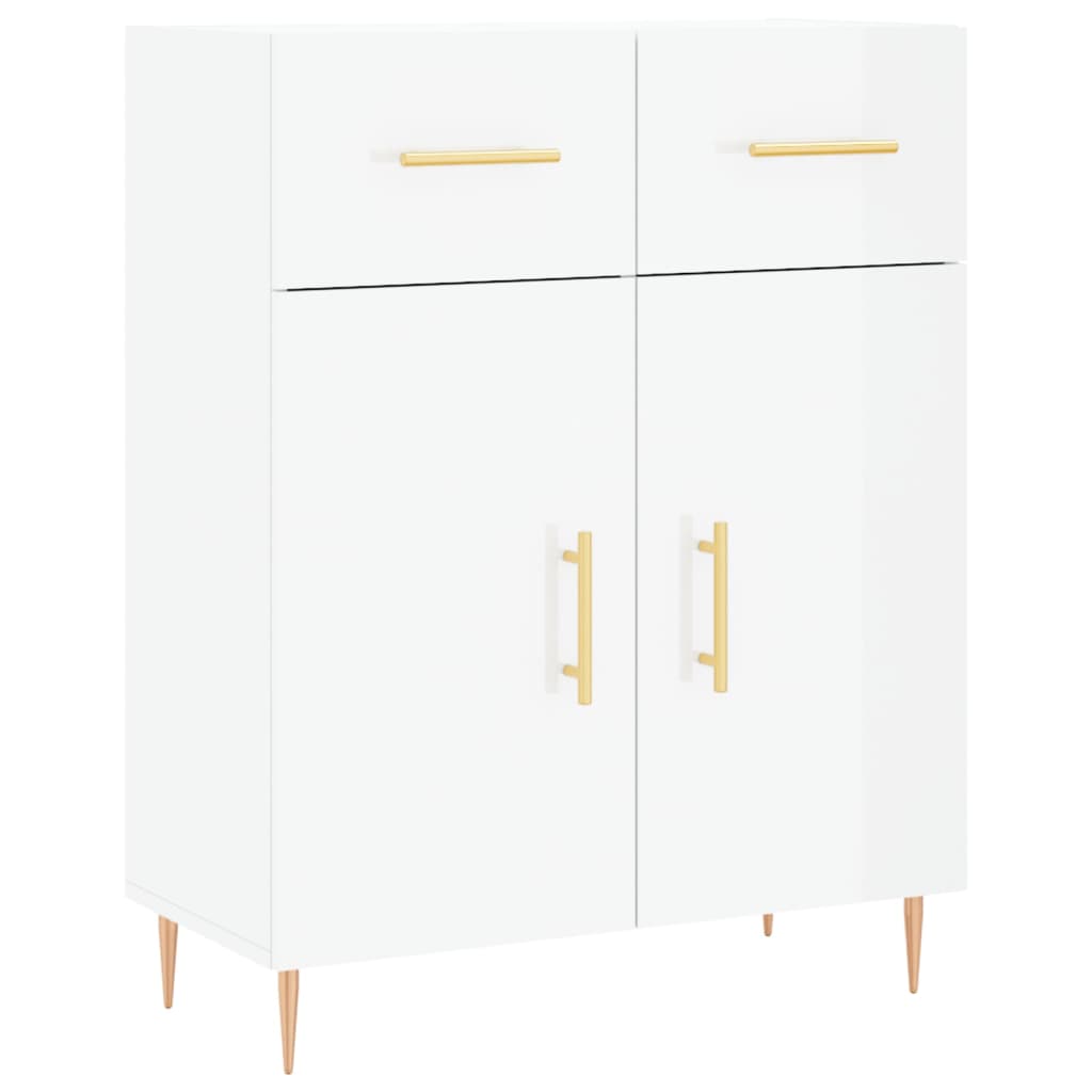 Aparador Alto Madera Contrachapada Blanco Brillo 69,5x34x180 Cm_4