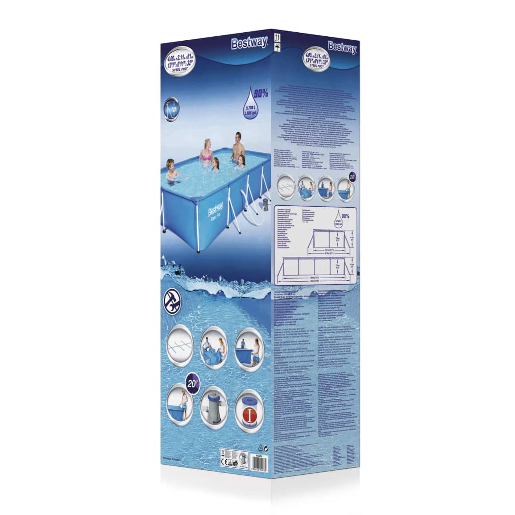 Bestway Conjunto De Piscina Rectangular Steel Pro 400x211x81 Cm_5
