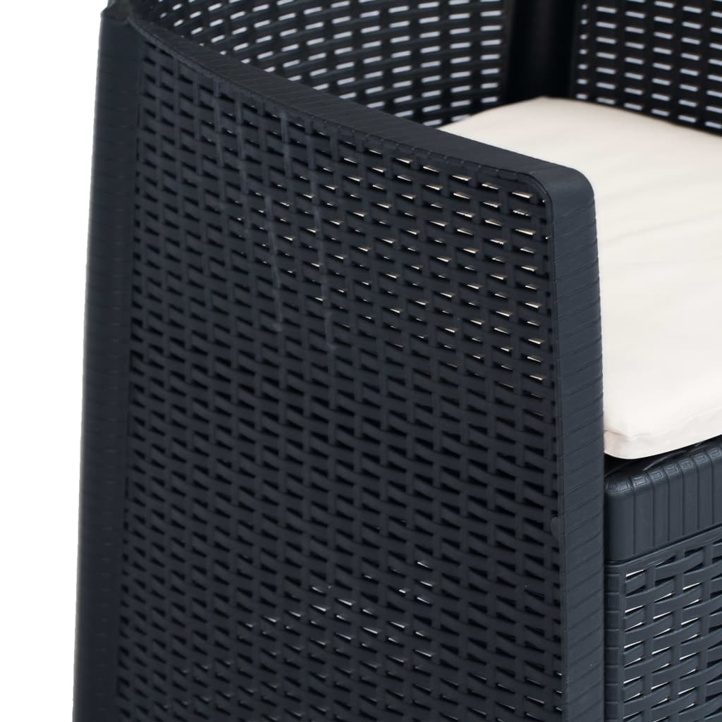 Vidaxl Set De Mesa Y Sillas De Jardín 3 Pzas Ratán Plástico Antracita_5