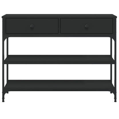Mesa Consola Madera De Ingeniería Negra 100x25x75 Cm_4