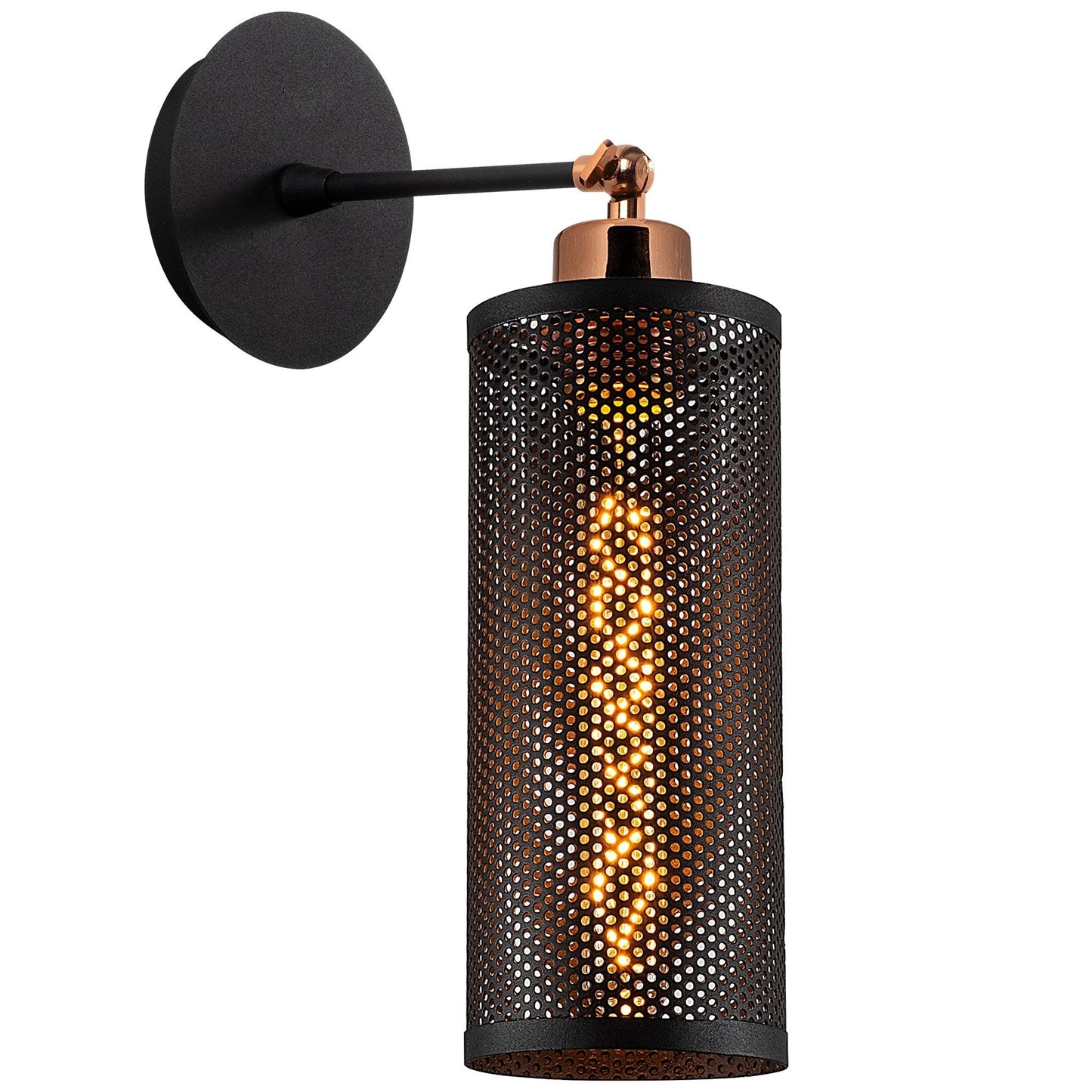 Aplique De Pared, Metal , Negro, 10x10x36, Casquillo E 27 Max 40 W_0