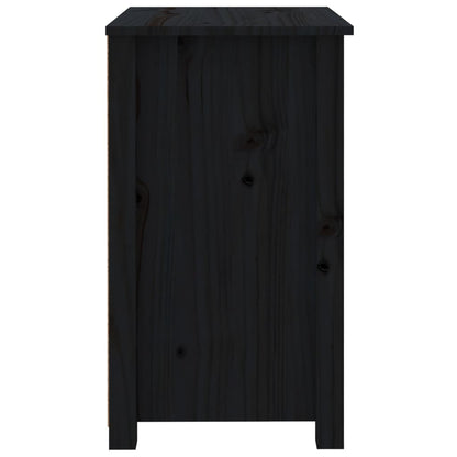 Mesita De Noche Madera Maciza De Pino Negra 50x35x61,5 Cm_2