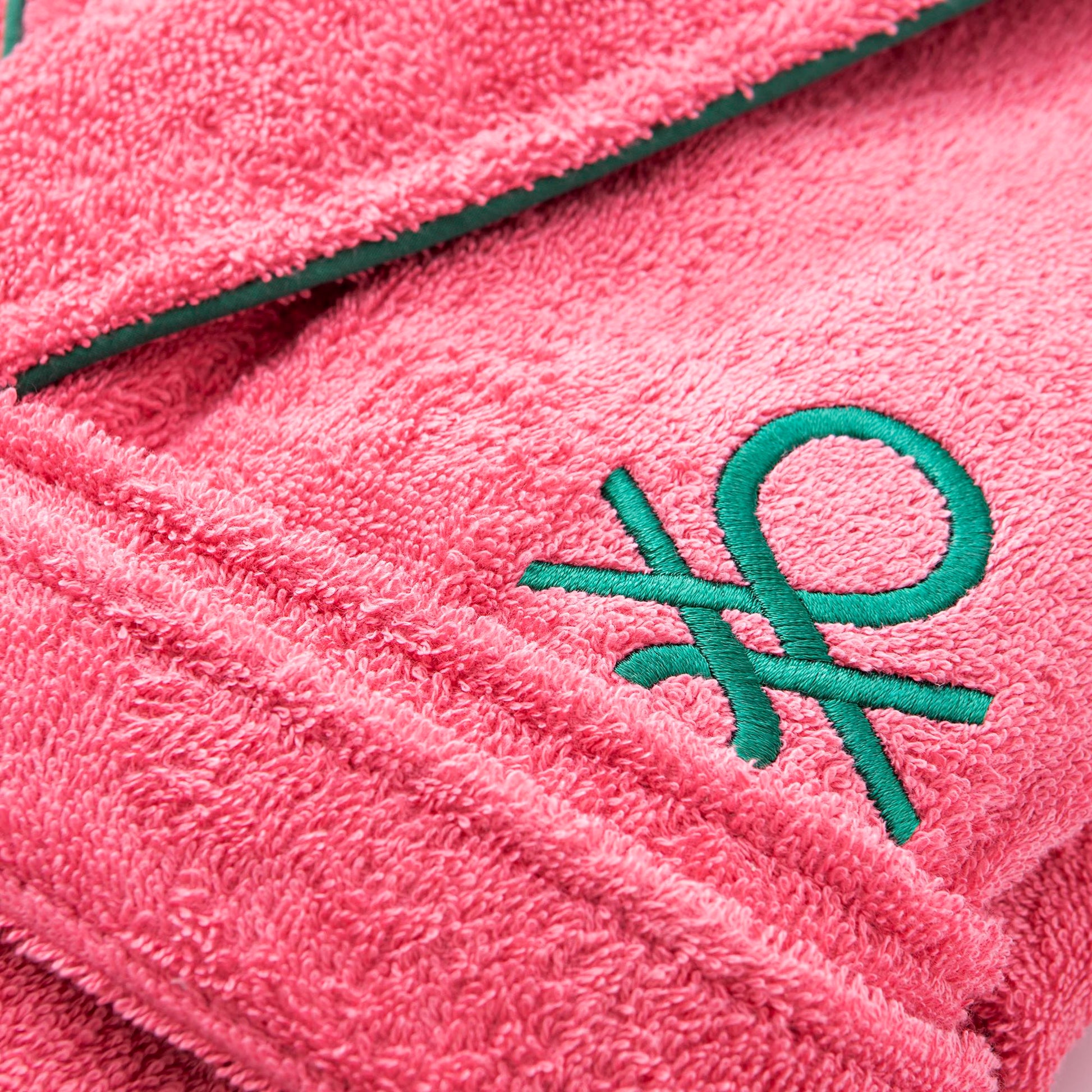 Albornoz S/m 420gsm 100% Algodon C/ Logo Bordado Rosa Core Benetton_3
