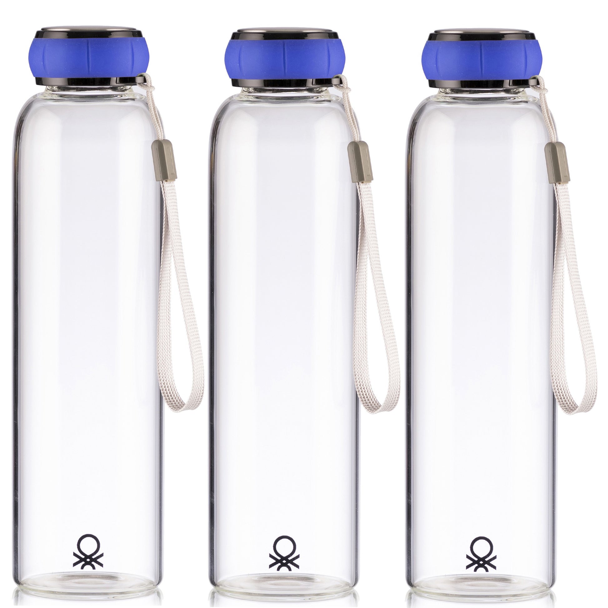 Set De 3 Unidades De Botella De Agua 550ml Borosilicato Tapa Azul Casa Benetton_0