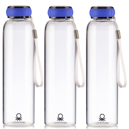 Set De 3 Unidades De Botella De Agua 550ml Borosilicato Tapa Azul Casa Benetton_0