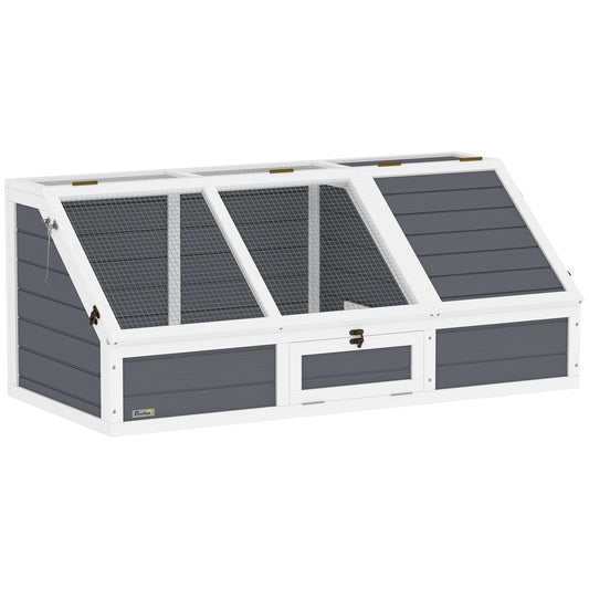 Pawhut Casa Para Tortugas De Madera Sin Base Con Tapas 120x55x50 Cm Gris Claro_0