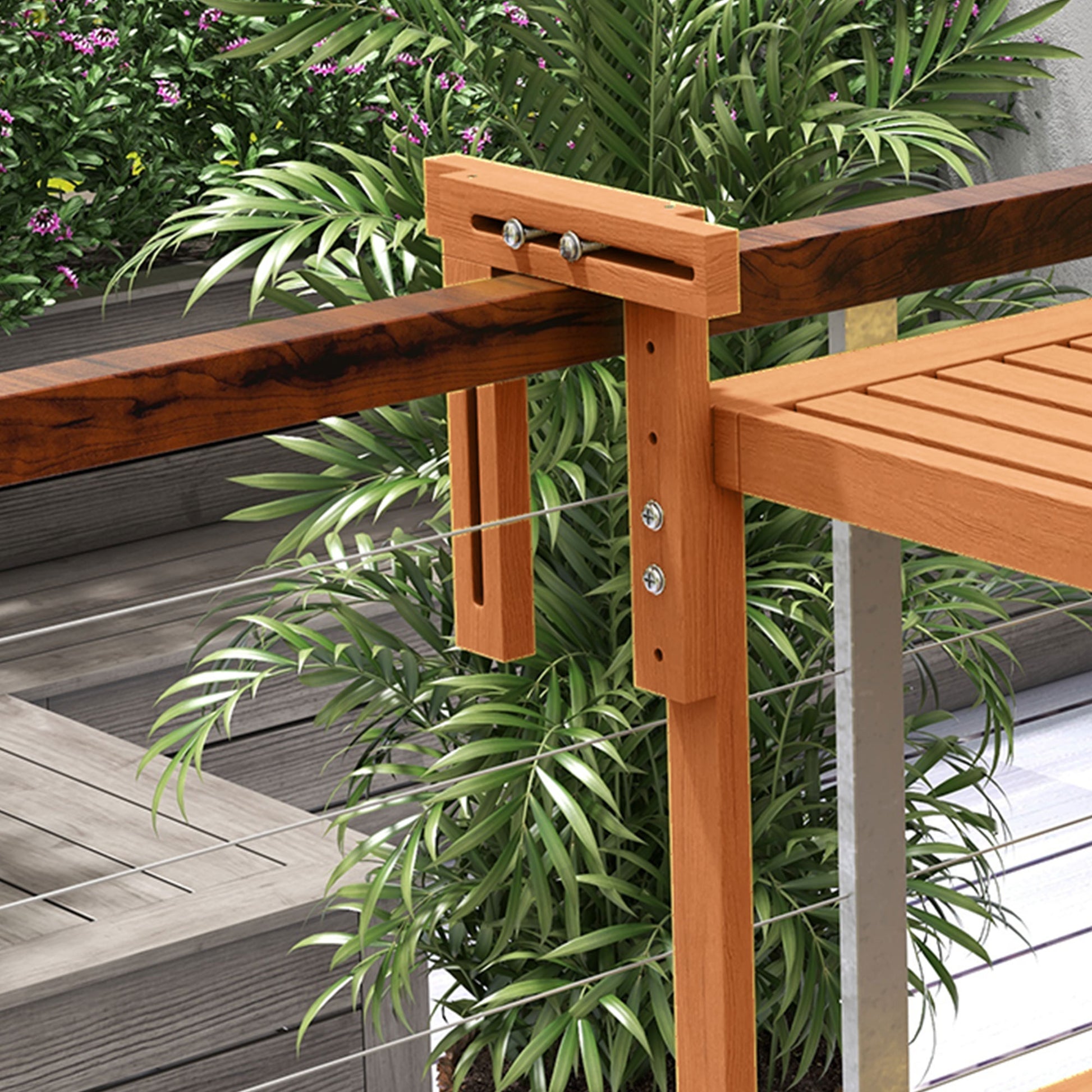 Outsunny Mesa Colgante De Balcón Plegable De Madera 68x65x40,5-55 Cm Natural_4