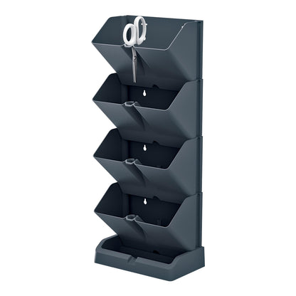 Macetero Vertical Prosperplast Mini Cascade De Plastico En Color Antracita 19,5 (largo) X 11,4 (ancho) X 47,5 (alto) Cm Con Tijeras De Jardin