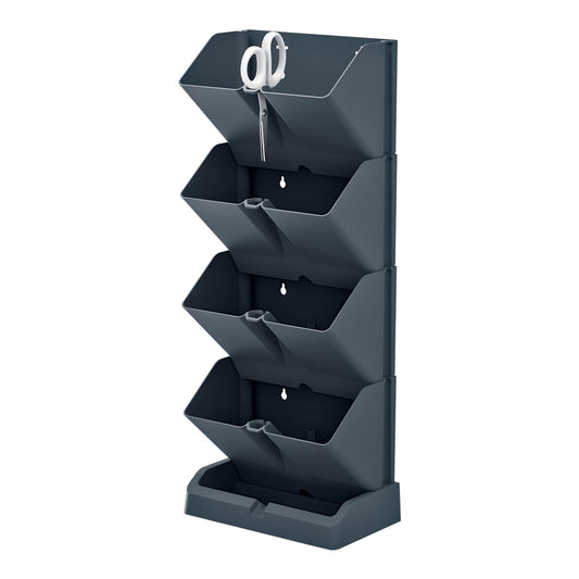 Macetero Vertical Prosperplast Mini Cascade De Plastico En Color Antracita 19,5 (largo) X 11,4 (ancho) X 47,5 (alto) Cm Con Tijeras De Jardin