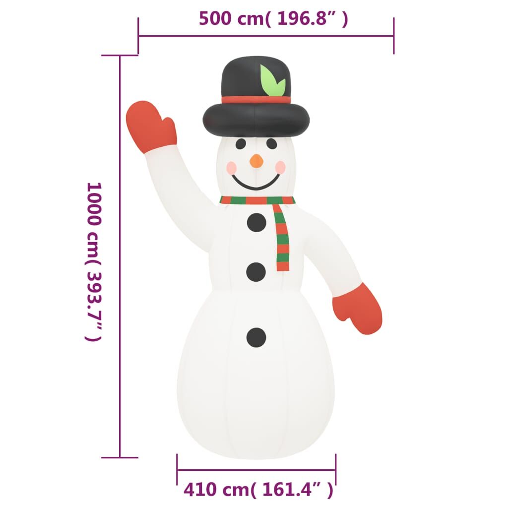 Vidaxl Muñeco De Nieve Inflable De Navidad Con Led 1000 Cm_2