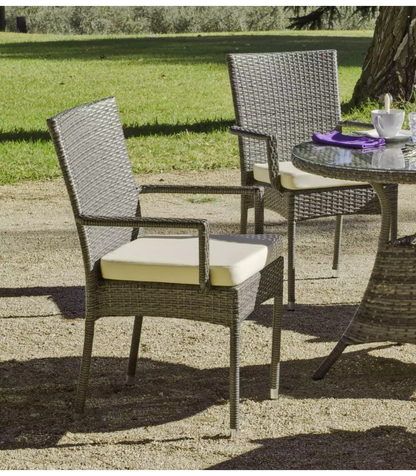 Pack De 4 Sillones Huitex Apilables Con Cojines Mali Acabado Ratan Sintetico Gris, 90cm(al_0