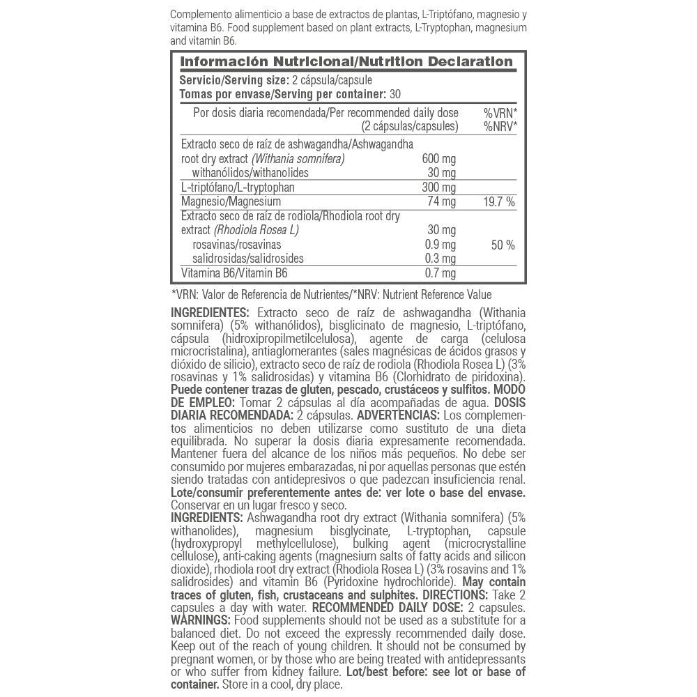Focus (ashwagandha + L-triptófano) - 60 Cápsulas Vegetales - Mejora El Descanso - Masmusculo_4