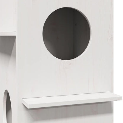 Casa Para Gatos Madera Maciza Pino Blanca 43x43x60 Cm_5