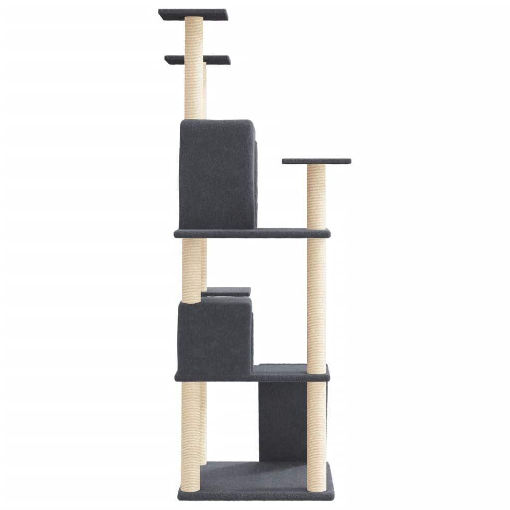 Vidaxl Rascador Para Gatos Con Postes De Sisal Gris Oscuro 153 Cm_3