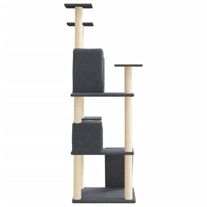Vidaxl Rascador Para Gatos Con Postes De Sisal Gris Oscuro 153 Cm_3