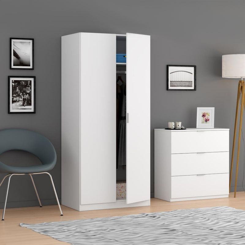 Armario 2 Puertas 1 Estante Blanco_2