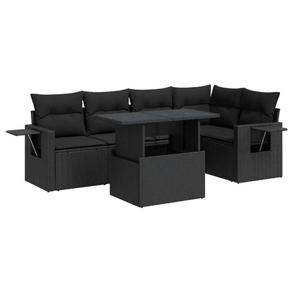 Set De Sofás De Jardín 6 Piezas Y Cojines Ratán Sintético Negro / Vetonek_5