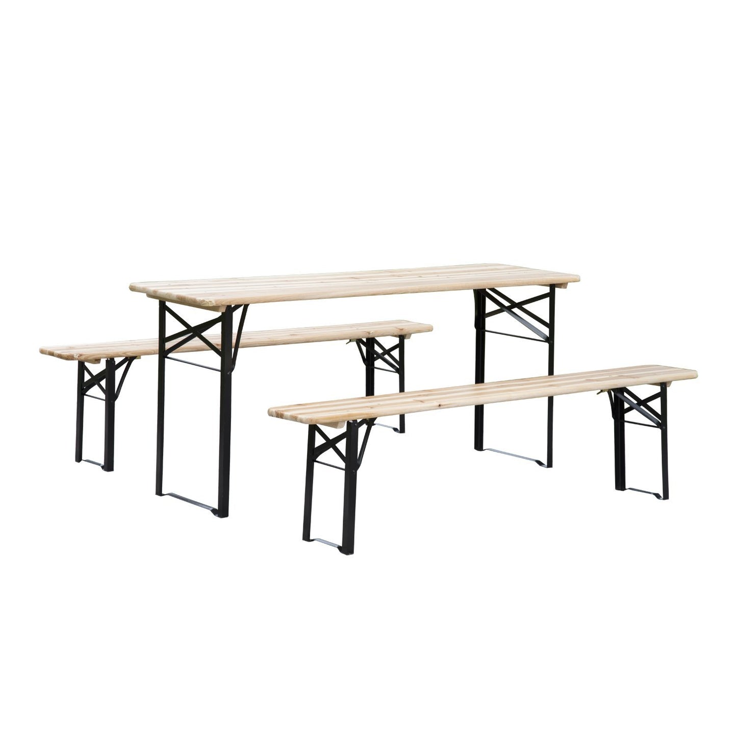 Outsunny Mesa Picnic Plegable 180x50x75cm 1 Mesa 2 Bancos Camping Terraza Jardin_0