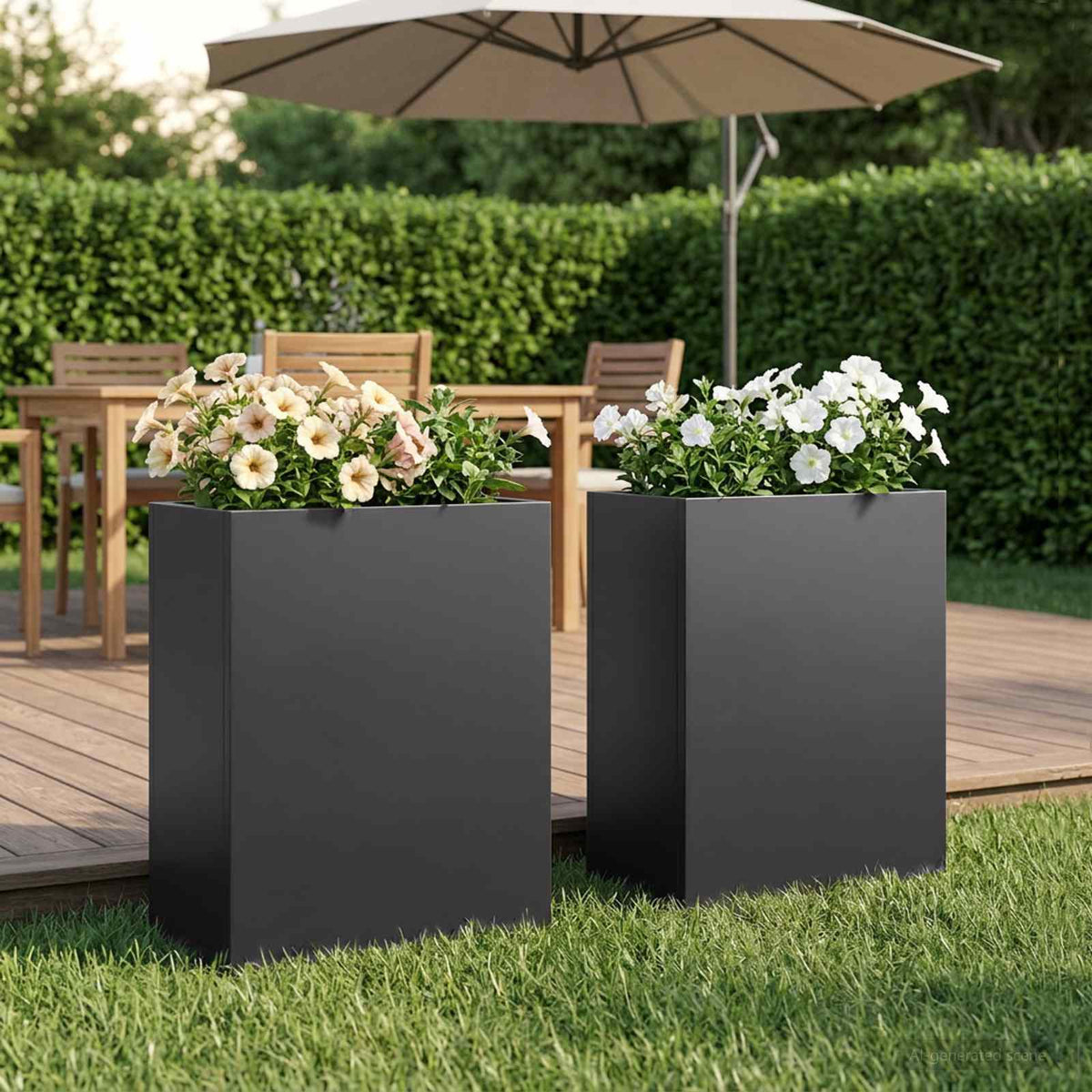 Macetero De Jardín 2 Uds. Negro 40 X 20 X 40 Cm_1