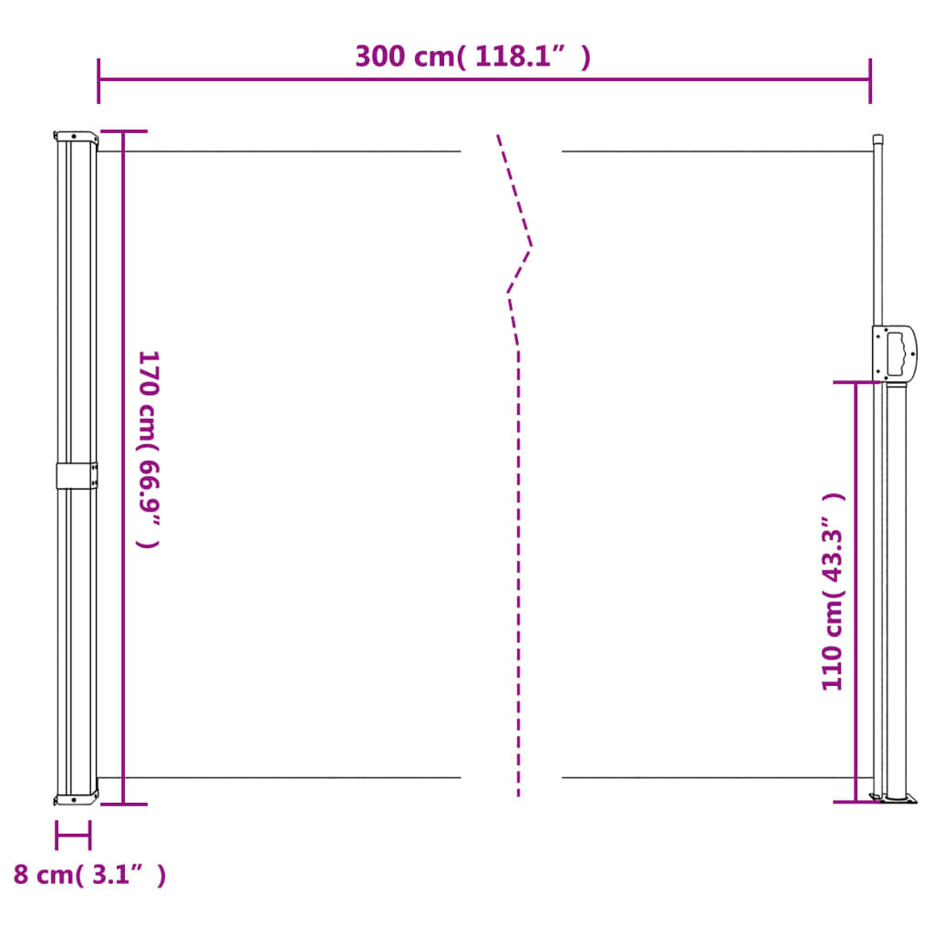 Vidaxl Toldo Lateral Retráctil Gris 170x300 Cm_2