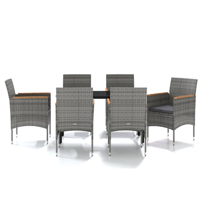Juego De Comedor De Jardín 7 Piezas Con Cojines Gris Y Negro / Vetonek_0